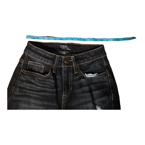 Time and Tru Size 4 Pre Ripped Dark Blue Skinny Jeans - Picture 2 of 9